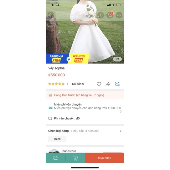 Thanh lí đầm váy dạ hội, dự tiệc, prom BUNN STORE Sophia bigsize trắng xòe tay phồng