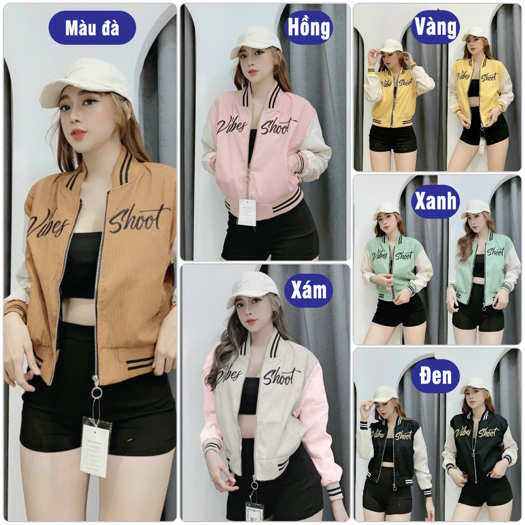 Áo khoác dù nữ 2 lớp form rộng bomber in chữ Viber đầy ấn tượng - Hot trend