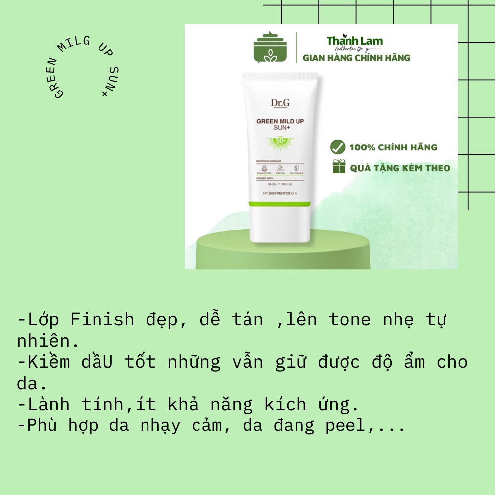 Kem chống nắng vật lí Dr.G Hàn Quốc kiềm dầu phù hợp da nhạy cảm 50ml