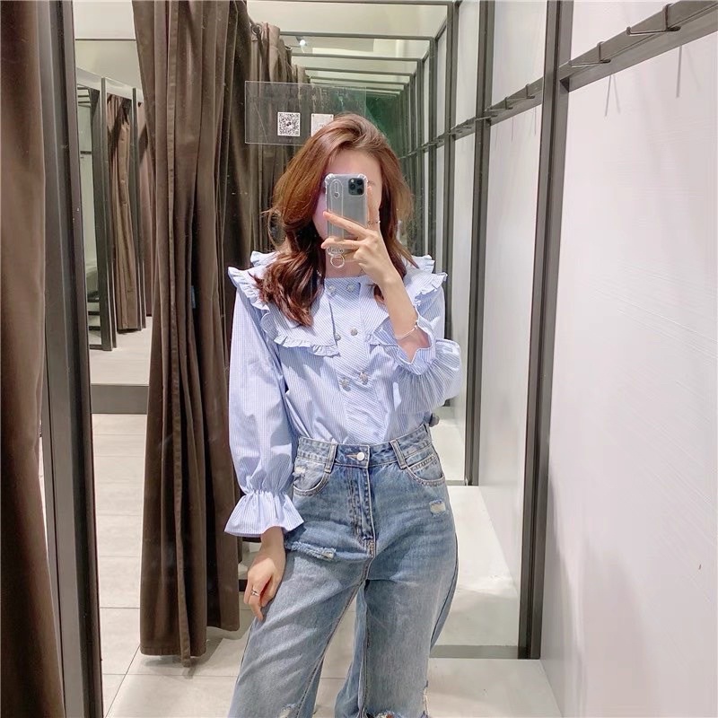 Áo sơ mi kẻ sọc hai hàng cúc 902