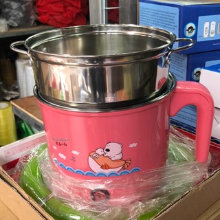 Ca nấu mỳ nấu lẩu mini cầm tay đa năng có vỉ hấp 18cm