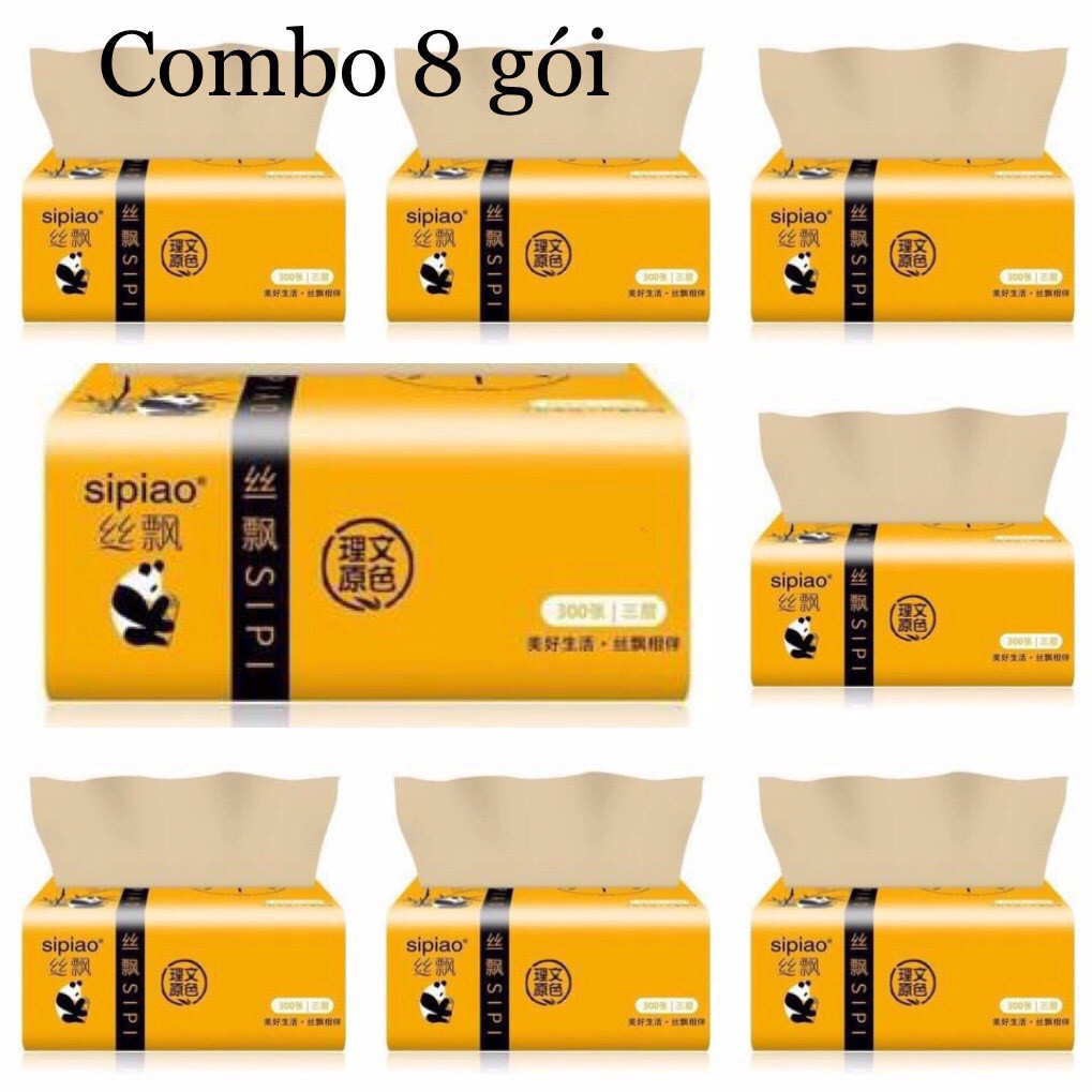Combo 8 gói giấy ăn gấu trúc Sipiao