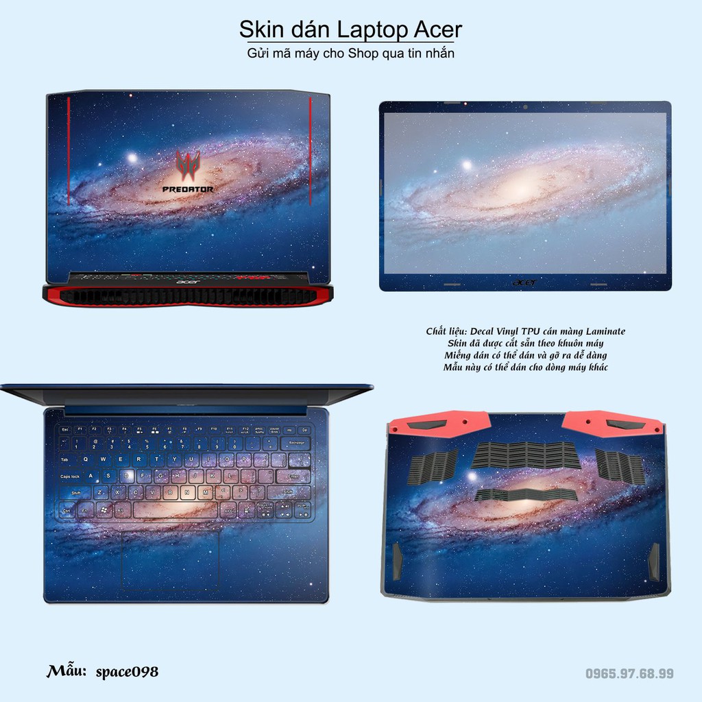 Skin dán Laptop Acer in hình không gian nhiều mẫu 17 (inbox mã máy cho Shop)