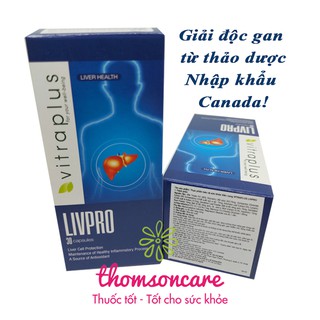 Viên uống bổ gan, giải độc gan Vitraplus Livpro từ Bồ công anh và thảo dược - Nhập khẩu Canada - Hộp 30 viên