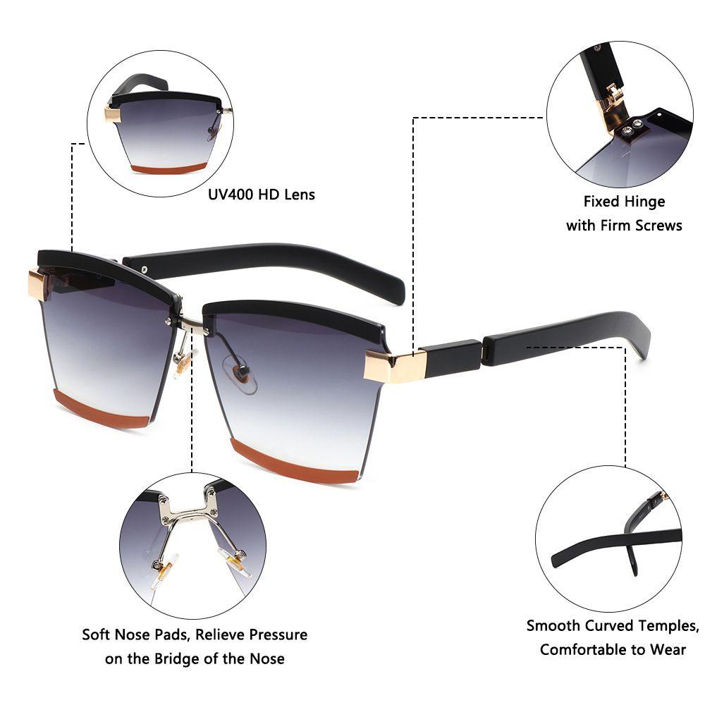 MOILYVN Kính Râm Oversize Không Gọng Chống Tia UV400 Thời Trang