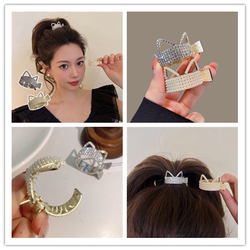 Kẹp Tóc Đuôi Ngựa Đính Đá Và Ngọc Trai Giả Phong Cách Hàn Quốc Thanh Lịch Dành Cho Nữ