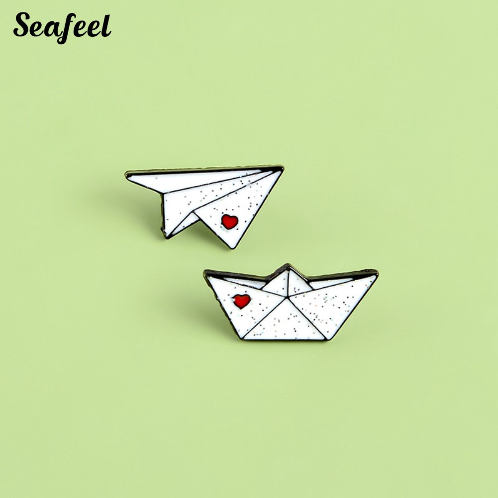 SF ✥Origami Airplane Boat Enamel Brooch Pin Jacket Bag Badge Friend Gift