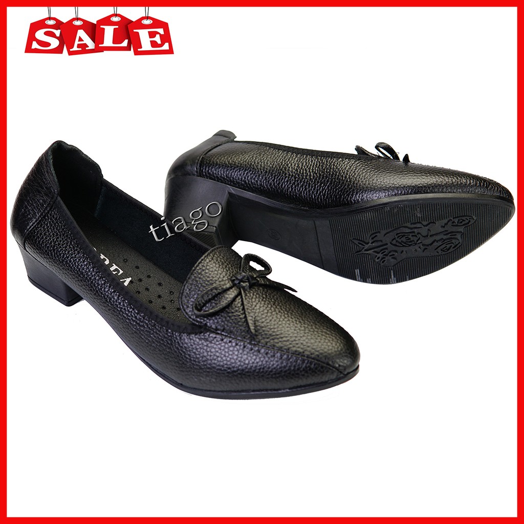 giày cao gót nữ da bò 6cm siêu mềm êm chân