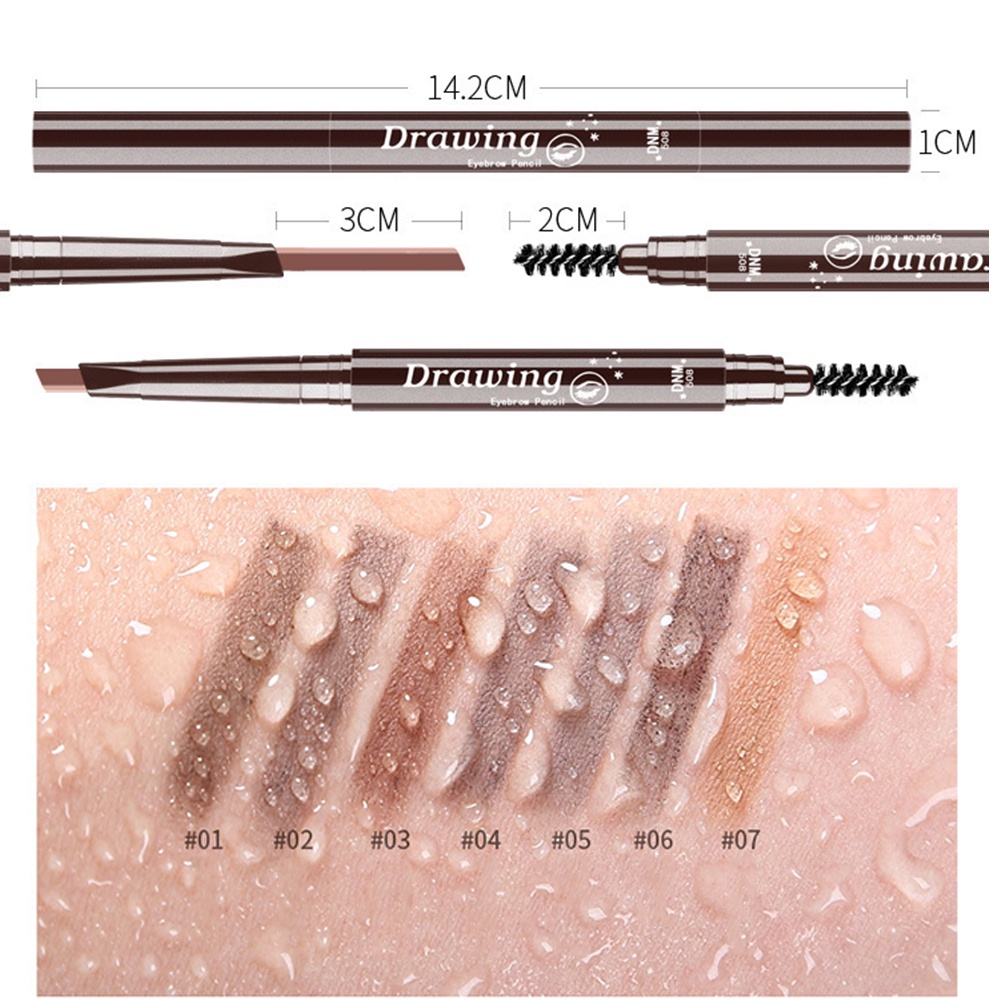2 Trong 1 Bút Chì Kẻ Lông Mày Chống Thấm Nước Lâu Dài Eye Brow Pencil 7 Màu Sắc Để Làm Đầy Và Viền Trang Điểm Lông Mày JULYSTAR