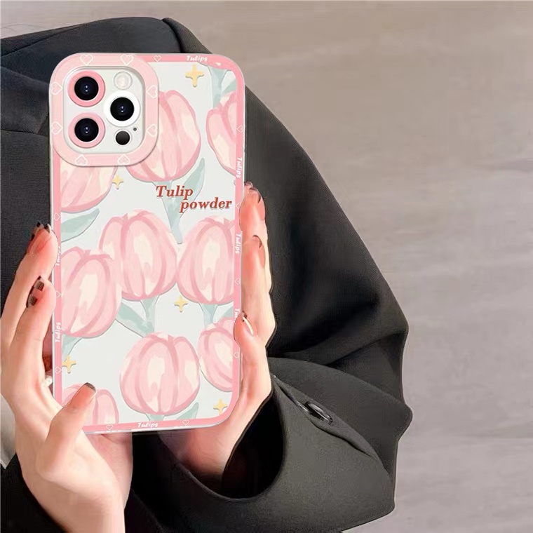 Ốp Điện Thoại Silicon Tpu Mềm Trong Suốt Hình Hoa Tulip Cho iPhone 6 6s 7 8 plus XR X XS max 11 12 13 pro max SE 2020 13Mini