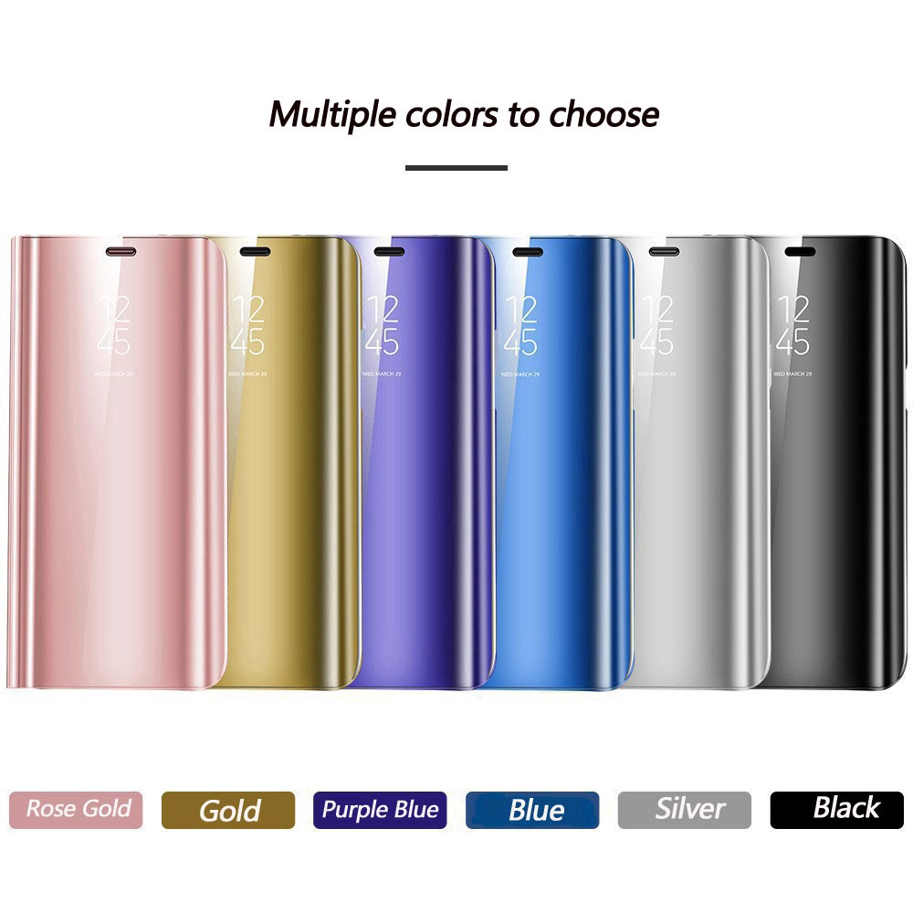 Samsung Galaxy A6 A8 plus A7 A9 2018 Case Clear View Electroplate Mirror Flip Stand Ốp điện thoại | BigBuy360 - bigbuy360.vn