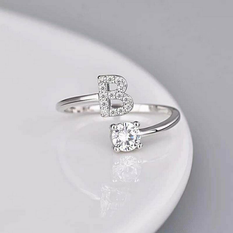 Nhẫn Vàng Hàn Quốc Mặt 26 Chữ Cái Đính Đá Zircon