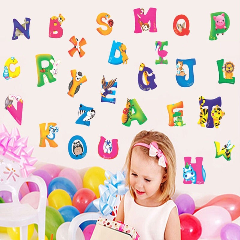 Giấy dán tường hình chữ cáI A-Z dễ thương vui nhộn cho phòng trẻ em