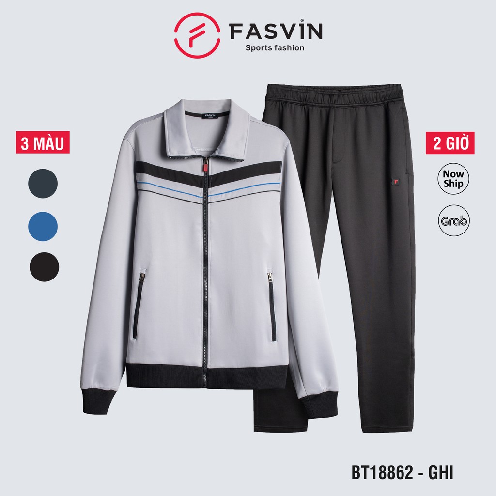 Bộ thể thao nam fasvin BT18862.20 bộ thun nam 01 lớp vải thun co giãn dầy dặn mềm mại.