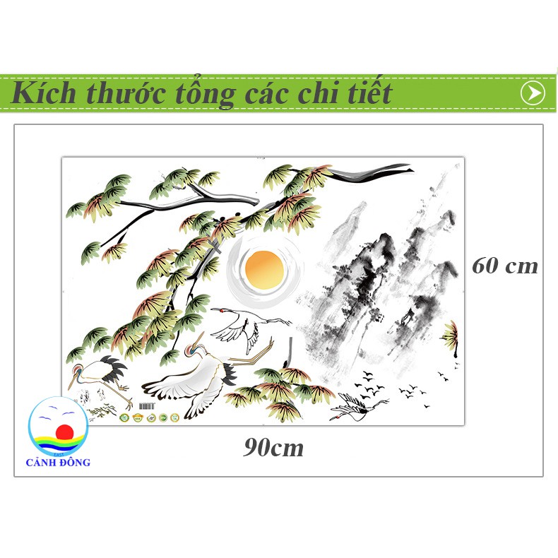 Giấy dán tường phong cảnh ĐÔI CHIM HẠC - NÚI NON HÙNG VĨ