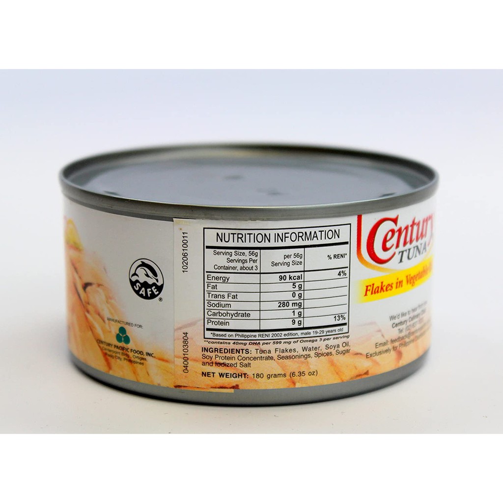 Cá ngừ xắt lát TUNA FLAKES IN VEGETABLE OIL hiệu Century hộp 180G