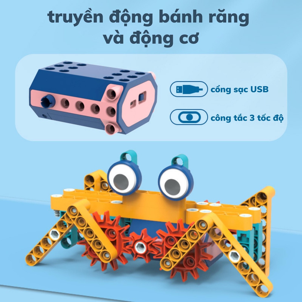 Đồ chơi lắp ráp thông minh cho bé 116 chi tiết kèm động cơ điện, đồ chơi phát triển tư duy cho trẻ em BOBIKIDS LR01