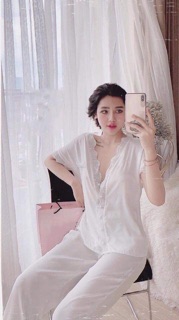 Bộ Lụa Ren Quần Dài - Thiết Kế Cao Cấp