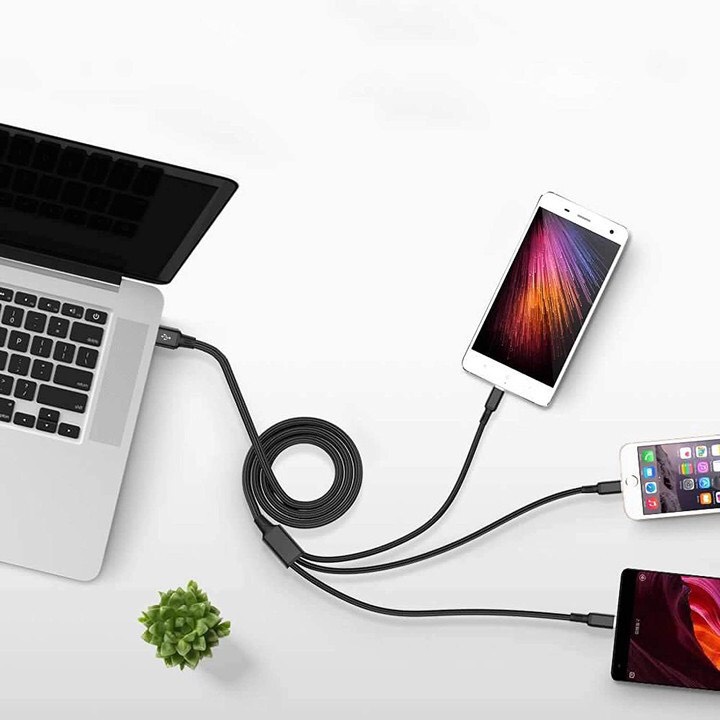 Cáp sạc điện thoại bọc dù, dây sạc điện thoại bọc dù 3 đầu chống đứt cho các dòng điện thoại