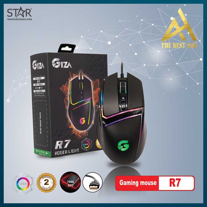 Chuột Máy Tính Có Dây Chuột Gaming LED RGB VSPTECH Giza R7 Chuột Laptop PC Mouse Chơi Game
