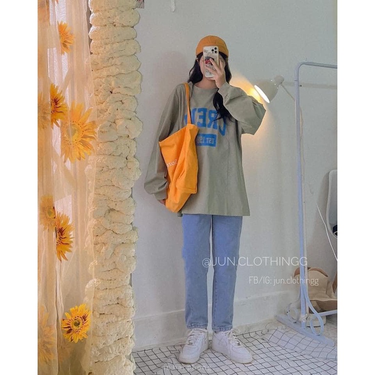 Áo Thun Dài Tay Nam Nữ Crew Áo Đôi Chất Cotton QC Dày Đẹp