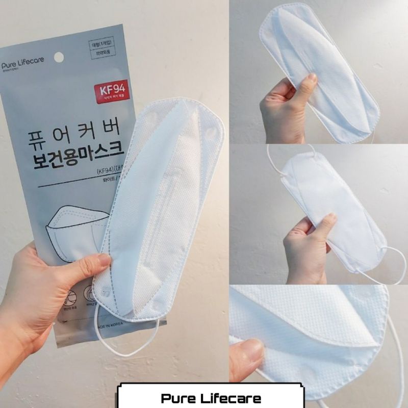 Khẩu trang cao cấp Pure LifeCare Korea Filter kf 94 (4 Lớp lọc Hàn Quốc ),(1túi 1khâủ trang kf94 ) màu trắng , size lớn