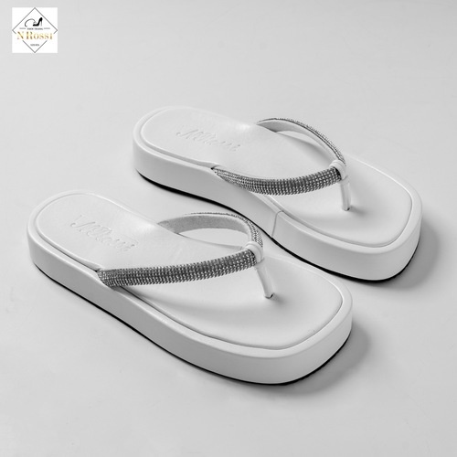 Dép Kẹp Nữ đính đá Nrossi đế bánh mì siêu nhẹ màu đen size nhỏ 32 33 34 35