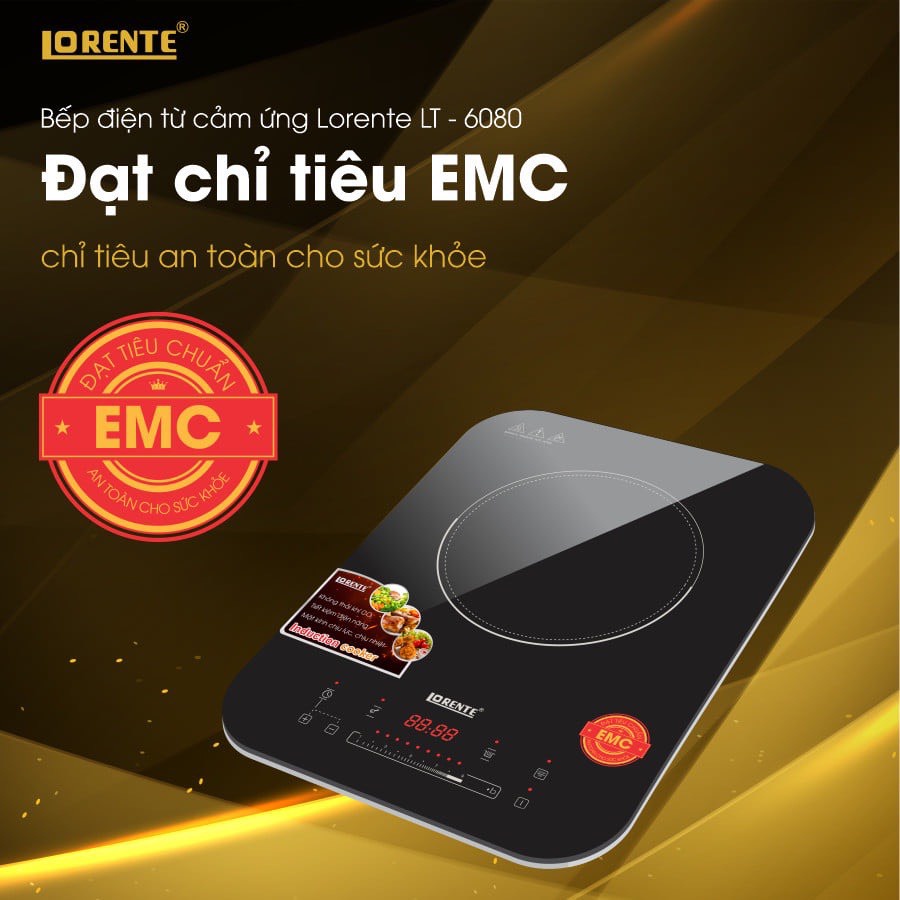 Bếp từ Lorente LT-6080 tặng kèm nồi lẩu - Hàng chính hãng, bảo hành 12 tháng