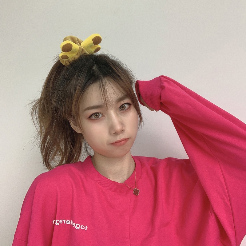 Dây cột tóc đuôi ngựa hình mắt ếch/hươu cao cổ nhồi bông  dễ thương cho nữ và trẻ em