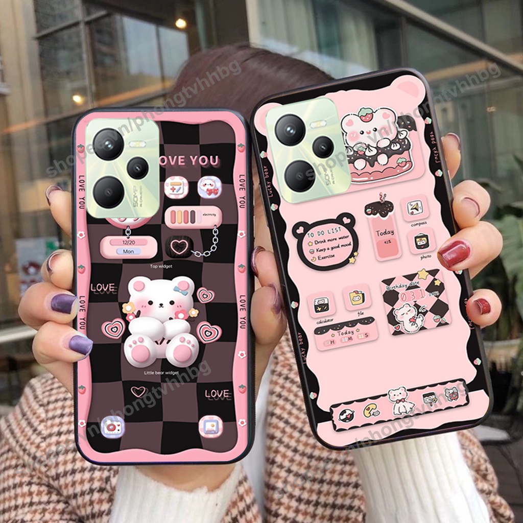 Ốp lưng Realme C35 gấu,thỏ trắng , đồng hồ dễ thương cute cực đẹp