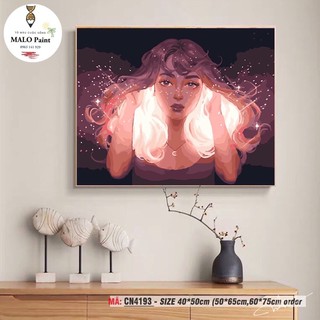 Tranh sơn dầu số hoá tự tô màu Tranh về con người Cô gái lấp lánh