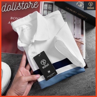 Áo Polo cổ bẻ nam phối ngang vải cá sấu Cotton xuất xịn, thoáng mát chuẩn form -DOLI STORE