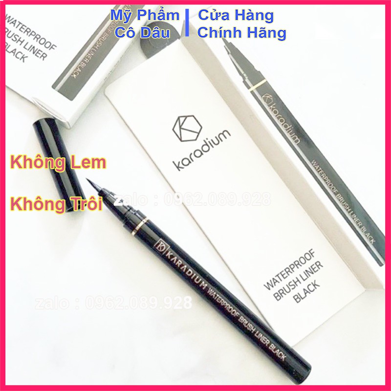 ( Authentic ) Kẻ mắt dạ siêu mảnh Karadium Waterproof Brush Liner Black chống nước vỏ trắng | BigBuy360 - bigbuy360.vn