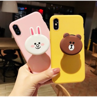Combo Pop dán lưng điện thoại thỏ trắng và gấu brown