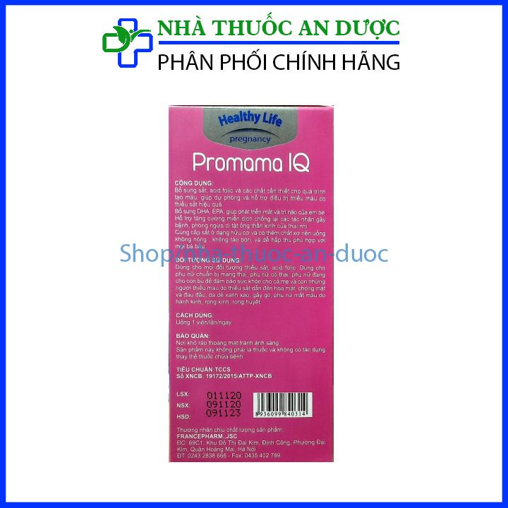 Vitamin Cho Mẹ Bầu Promama IQ- Hộp 30 viên bổ sung vitamin và dưỡng chất cần thiết cho phụn nữ mang thai