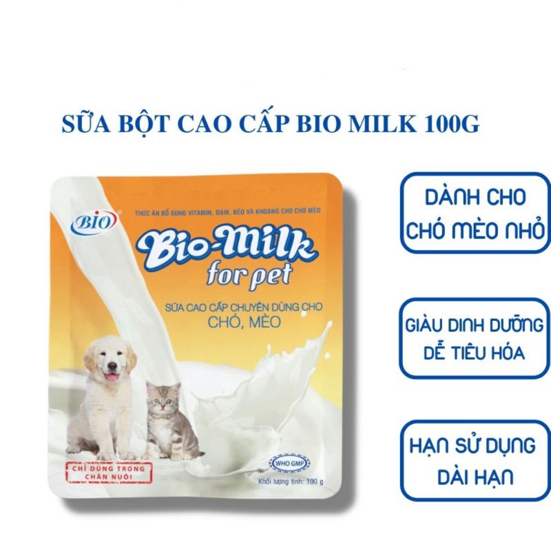 [Mã PET50K giảm Giảm 10% - Tối đa 50K đơn từ 250K] Sữa cho chó mèo con sơ sinh Bio Milk gói 100g