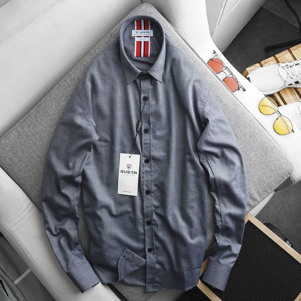 Áo Sơ Mi Nam Đẹp Trơn Tay Dài - Áo Sơ Mi Nam Hàn Quốc Kiểu Dáng Trẻ Trung - chất liệu cotton thoáng - SM06 - GUSTA | BigBuy360 - bigbuy360.vn