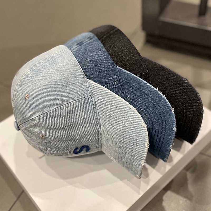 Mũ lưỡi trai denim thêu chữ phong cách hàn quốc cá tính cho nữ