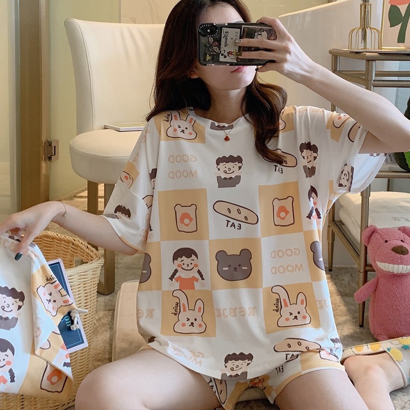 Đồ bộ nữ cotton thun cộc tay, đồ ngủ cộc tay dễ thương chất mát nhiều hoạ tiết đẹp | BigBuy360 - bigbuy360.vn