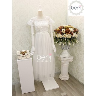 Đầm ren maxi đính hoa nơ eo beri - dd077