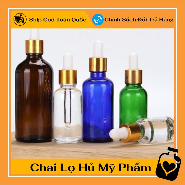 Lọ Chiết Serum ❤ [5ml/10ml] Lọ đựng tinh dầu Xanh lá chiết serum bóp giọt Khoen Vàng/ Đen/Bạc, phụ kiện du lịch