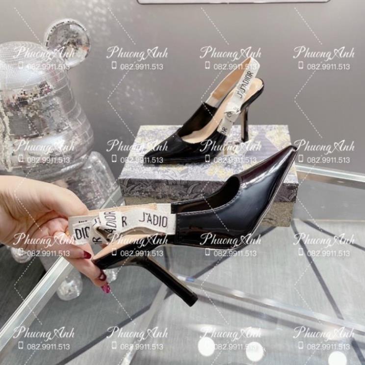 Sandal Dior Đen Bóng Cao 9F Full Size 35-39