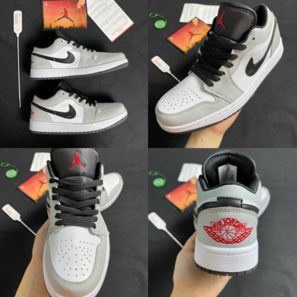 Giày 𝐉𝐨𝐫𝐝𝐚𝐧 1 low smoke grey nam nữ màu xám, Giày JD1 low light smoke grey bản đẹp đầy đủ bill box -ng*