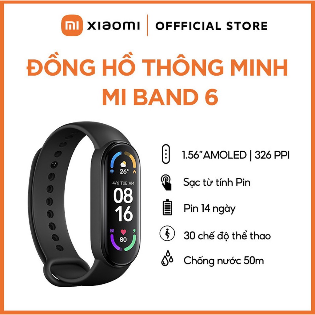 Xiaomi Miband 6 - Vòng Đeo Tay Thông Minh Xiaomi Mi Band 6 -  Đồng Hồ Thông Minh Xiaomi Miband 6 - Mi Band 6