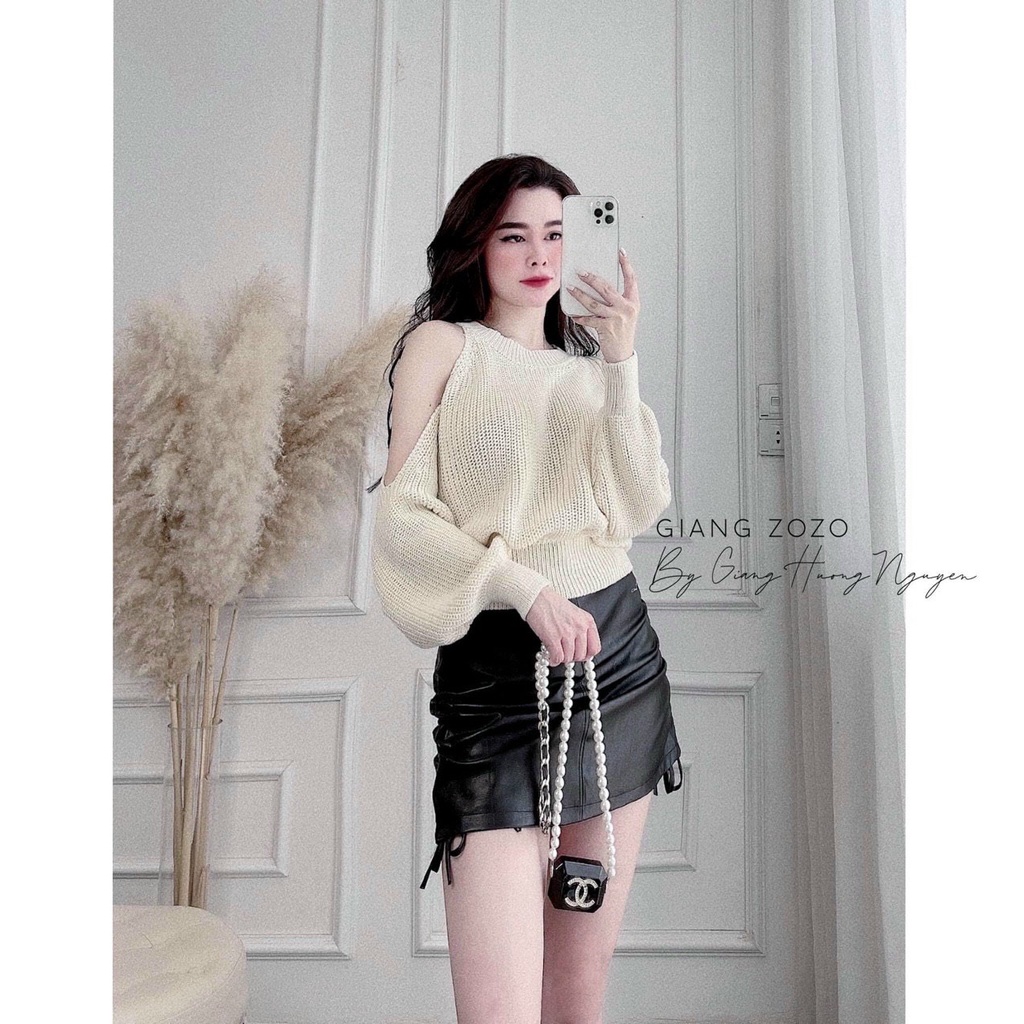 Aó len thụng phối vạt xéo, áo chất len ấm, hình đẹp, nét, áo may kỹ, dễ phối đồ với quần jeans, chân váy | BigBuy360 - bigbuy360.vn