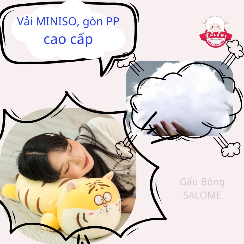 Gấu Bông Hình Con Hổ Mặt Ngáo SALOME,Thú Nhồi Bông Hình Con Cọp Cute