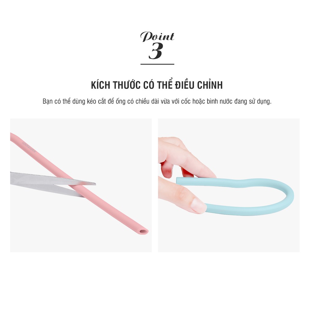 Bộ 6 ống hút silicone có thể tái sử dụng kèm 2 cọ rửa Lock&amp;Lock, 250X78MM - TLL080