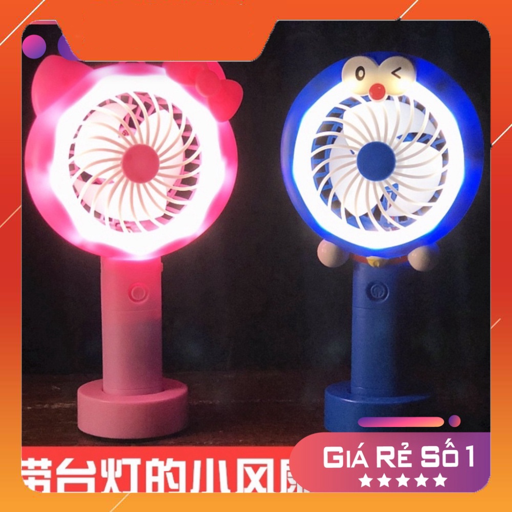 Quạt cầm tay mini Đôremon kity có đèn giá rẻ xua tan ngày nóng cho các bé yêu❤️❤️