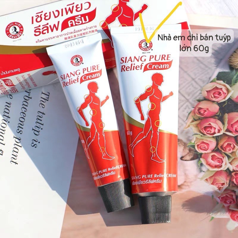 Dầu xoa bóp nhức mỏi Siang Pure Relief Tuýp Lớn 60g Thái Lan Chính Hãng Date 2024