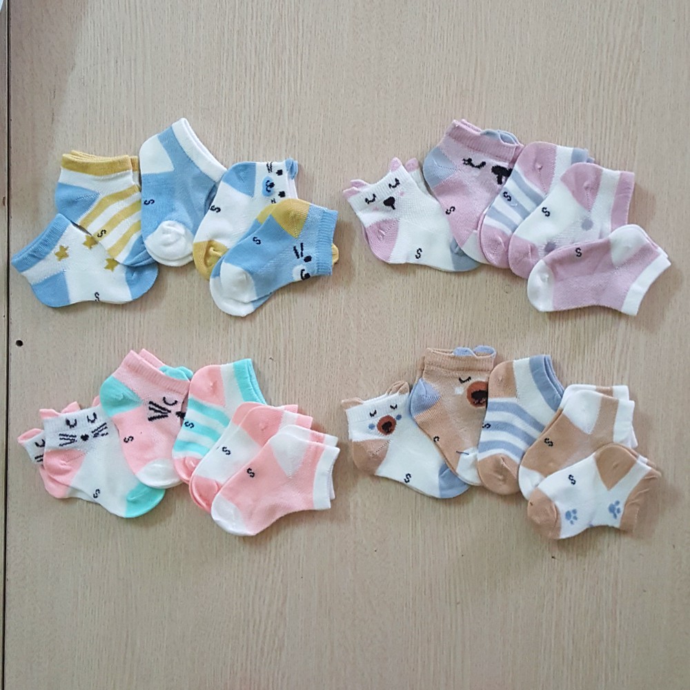 Tất lưới sơ sinh Kid's Sock thêu hình dễ thương cho bé từ 0 đến 2 tuổi